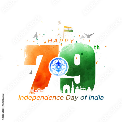 Happy 79th Independence Day, India. Celebrating freedom and glory background.