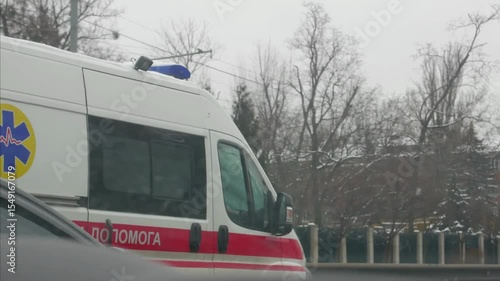 Wallpaper Mural ambulance racing down city hospital car going to receiving patient at accident location Torontodigital.ca