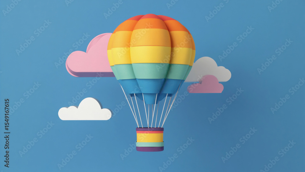 Fototapeta premium Colorful hot air balloon soaring through the sky