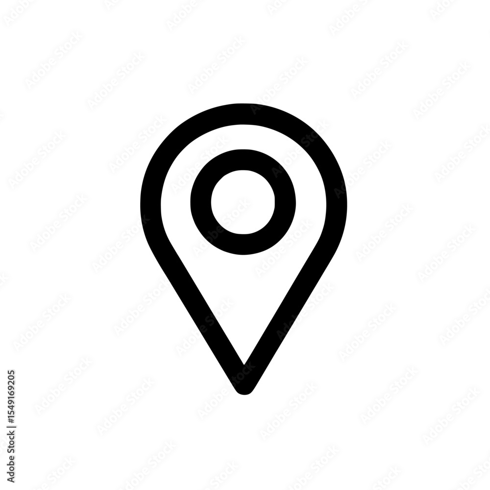 A geometric shape serving as a symbol for a location, also referred to as a location pin, is available A geometric shape serving as a symbol for a location, also referred to as a location pin, is available