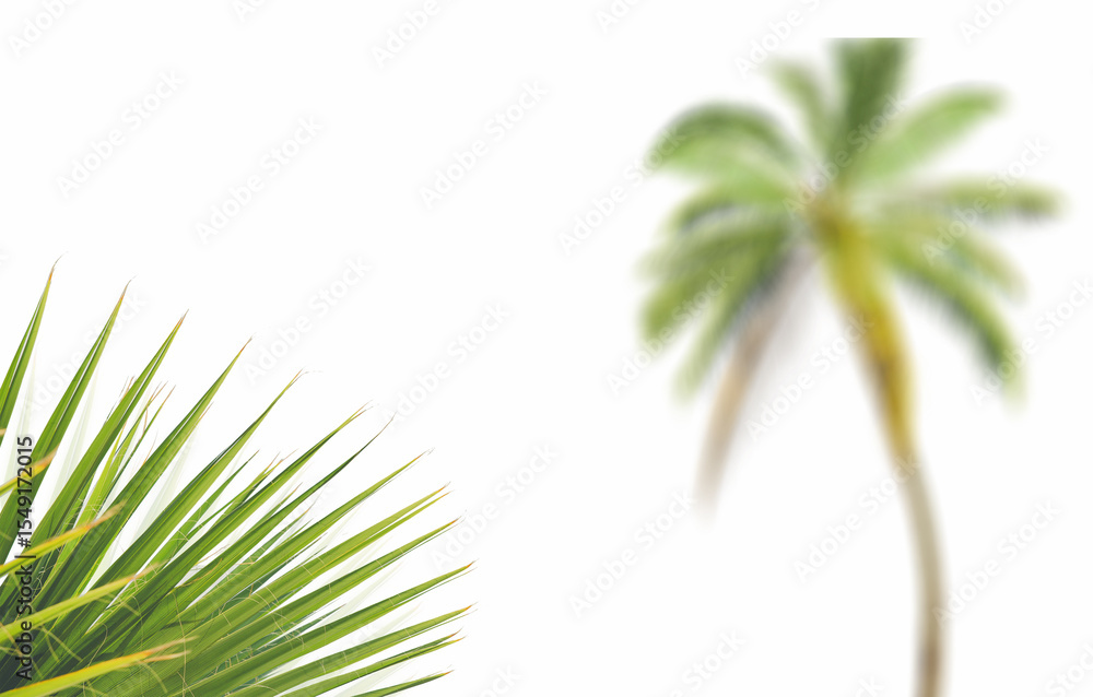 Fototapeta premium Palm leaf on white background