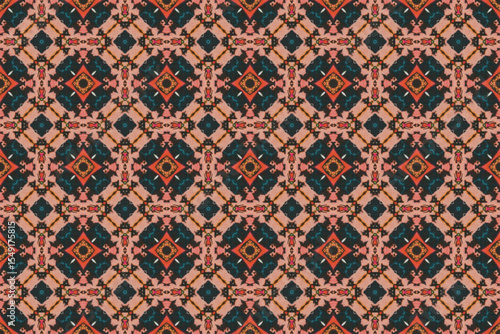 Seamless Interior Decoration Background Design Graphic Symmetric Wallpaper Cloth Texture Perspective Tile Luxury Fabric Template Textile Art Fashion Visual Geometric Digital Endless Shape Pattern.