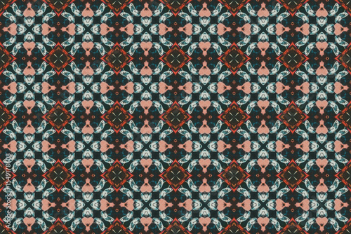 Seamless Interior Decoration Background Design Graphic Symmetric Wallpaper Cloth Texture Perspective Tile Luxury Fabric Template Textile Art Fashion Visual Geometric Digital Endless Shape Pattern.