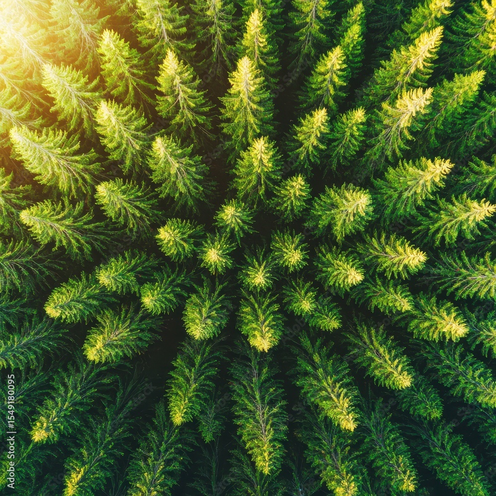 Aerial View of Lush Green Pine Trees in Symmetrical Pattern Aerial View of Lush Green Pine Trees in Symmetrical Pattern