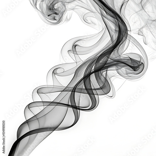 Elegant Black Smoke Trails on a White Background Abstract Design