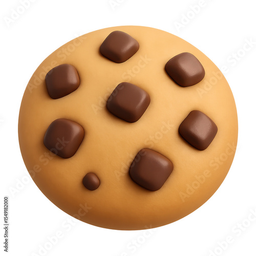 3d illustration of a  chocolate chip cookie, with transparent background