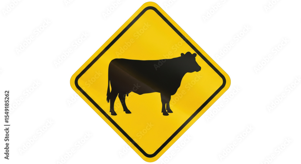 Isolated Cow Crossing Sign Isolated Cow Crossing Sign