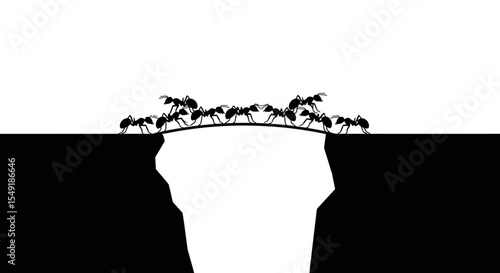 Resilient Ants Forming Bridge Across Gap Insect Teamwork Colony