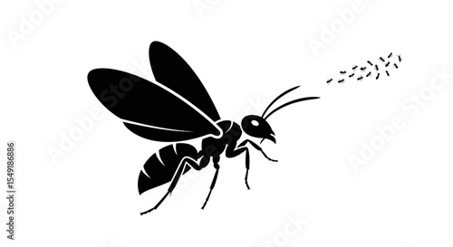Adventurous Winged Ant Flying Toward Distant Colony Nature Journey
