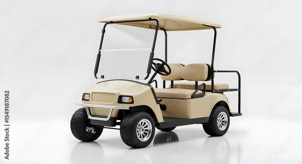 Fototapeta premium Unbranded golf cart on white background with soft lighting and clean design.