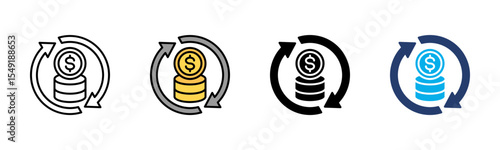 Cash Flow icon sheet multiple style collection