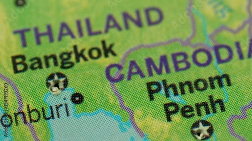 Thailand and Cambodia on the world map.4K