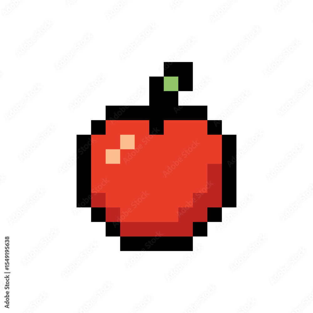 Obraz premium 8-Bit Pixel Art Red Apple Icon