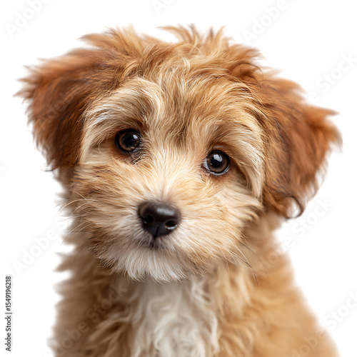 Cute Maltipoo Puppy A CloseUp Portrait of a Fluffy Dog against transparent background