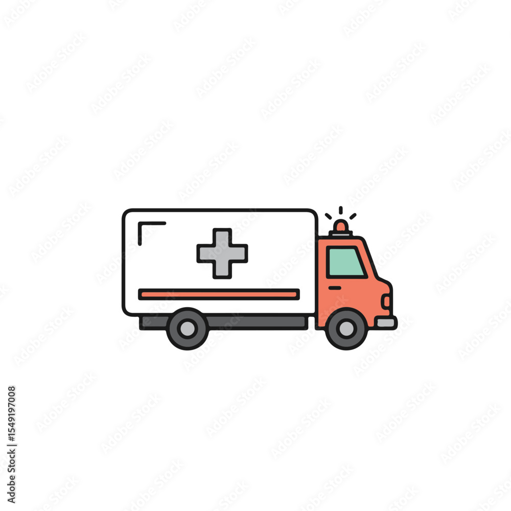 Ambulance vehicle illustration with the cross symbol on the side. Ambulance vehicle illustration with the cross symbol on the side.