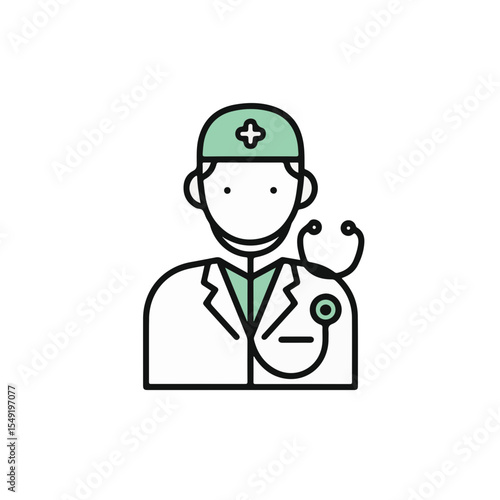 A doctor in medical uniform with a stethoscope