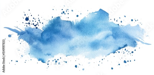 Abstract watercolor stain in shades of blue