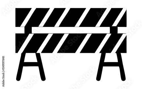 A construction barrier full black silhouette vector illustration design