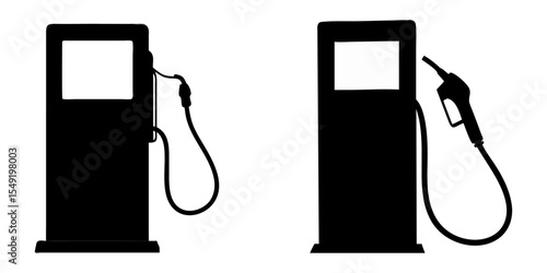 Set of gas station pump full black silhouette vector illustration design