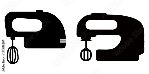 Set of mixer machine full black silhouette vector illustration design