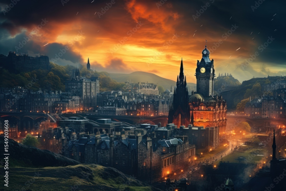 Fototapeta premium Scotland city architecture landscape.