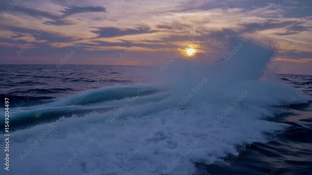 Speedboat cutting waves, creating dramatic spray across golden sunset sea, embodying maritime energy and ocean dynamism with powerful motion Speedboat cutting waves, creating dramatic spray across golden sunset sea, embodying maritime energy and ocean dynamism with powerful motion
