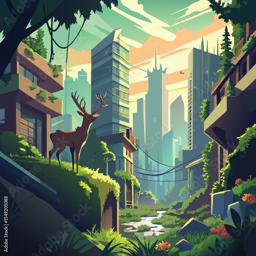 Abandoned modern city.eps