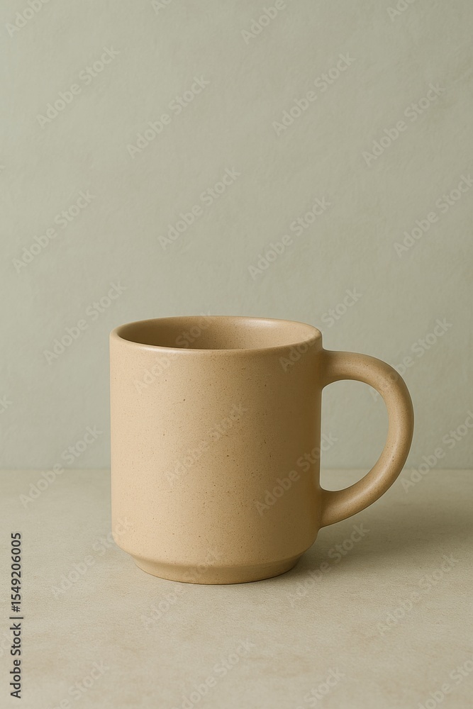 Obraz premium A neutral ceramic mug on a light background, perfect for holding your favorite warm beverage