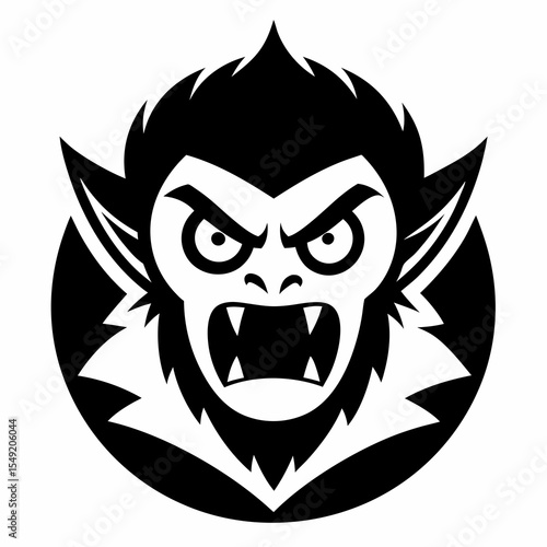 Cartoon vampire monster face isolated on white background