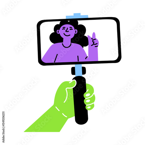 A flat style illustration showing daily vlogger 
