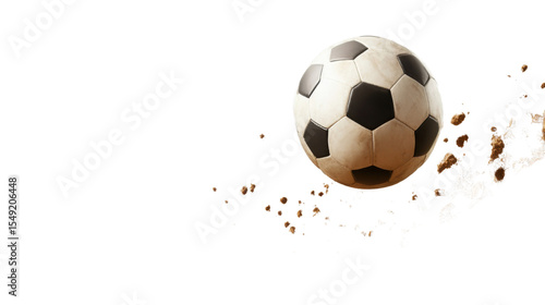 Classic black and white soccer ball with hexagon pattern isolated on white background
