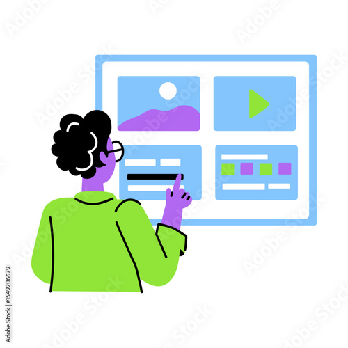 A flat style illustration showing a content manager 
