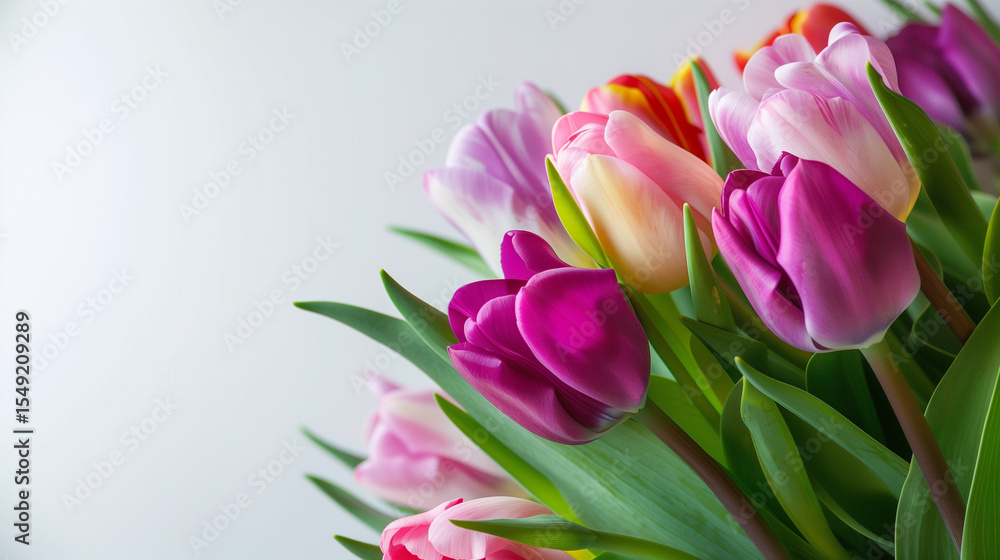 Vibrant tulips with green foliage, soft daylight, copy space. Fresh spring floral beauty in natural harmony.
Vibrant tulips with green foliage, soft daylight, copy space. Fresh spring floral beauty in natural harmony.