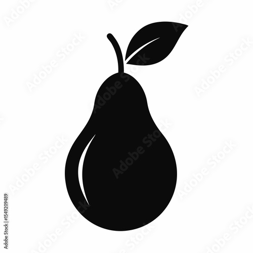 Pear fruit with leaf isolated on white background