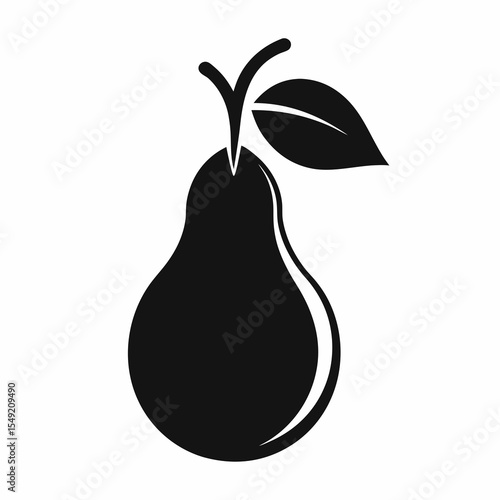 Pear fruit with leaf isolated on white background