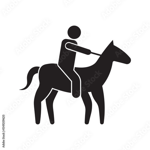 flat icon vector of person riding a horse