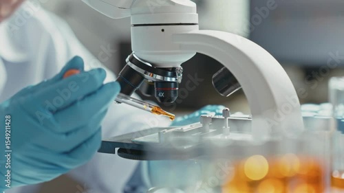 In the laboratory, a scientist uses an electron microscope to examine the details of viruses, which contributes to research in the field of virology.