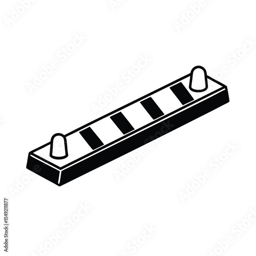 Modular plastic curb separator with inbuilt reflectors line Vector illustration