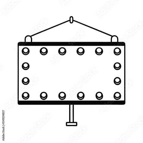 Portable arrow board with sixteen bulb array light setup Vector illustration