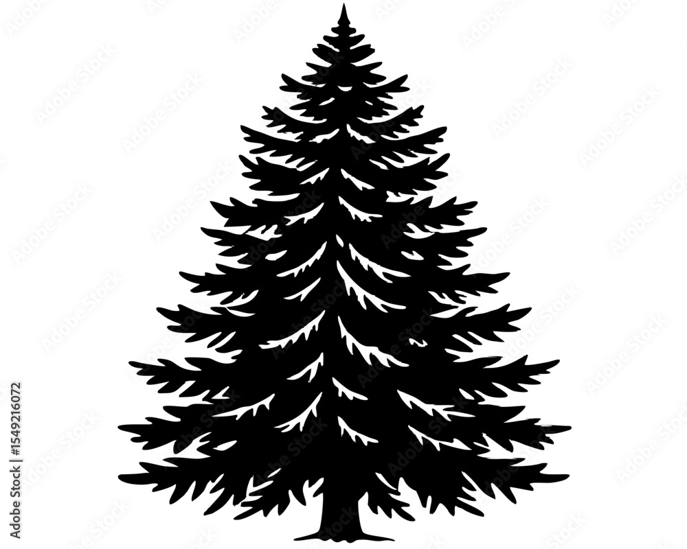 Obraz premium Evergreen Tree Vector Art, Tree Vector Icon Clipart