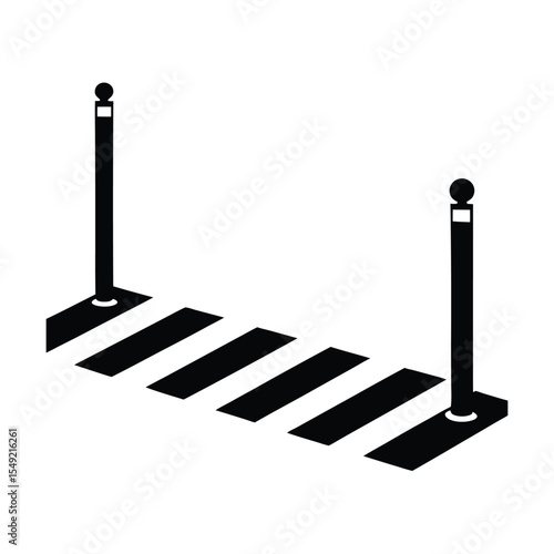 Raised crosswalk hump marked by tall roadside posts Vector illustration