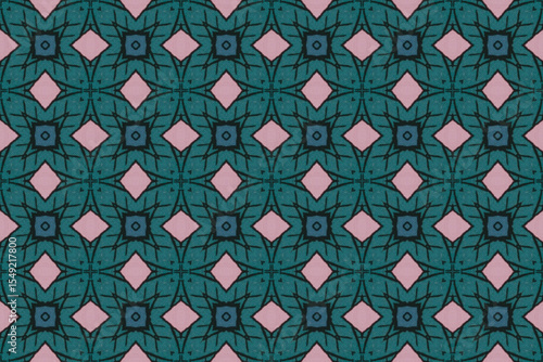 Seamless Interior Decoration Background Design Graphic Symmetric Wallpaper Cloth Texture Perspective Tile Luxury Fabric Template Textile Art Fashion Visual Geometric Digital Endless Shape Pattern.