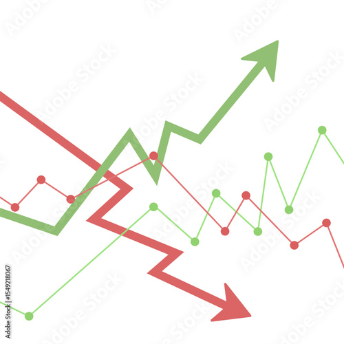 Stock market illustration on white background, flat vector illustration, square composition