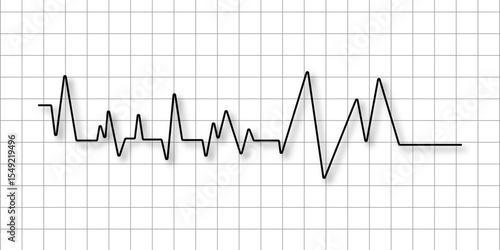 Heart disease cardiogram. Increasing amplitude pulse rate, sawtooth wave, increasing amplitude wave. Heart pulse monitor with signal. Electrocardiogram. Medical healthcare symbol. vector.             