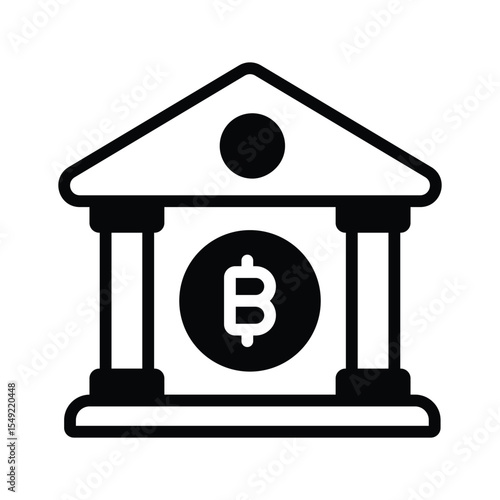 Visually appealing glyph icon of bitcoin bank deposit