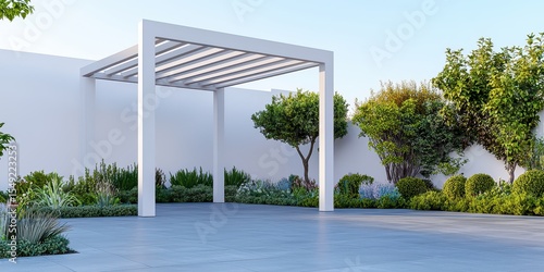 Modern pergola design in garden outdoor space architecture relaxation