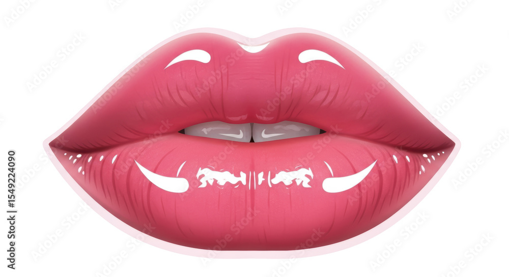 Obraz premium Isolated Glossy Pink Lips