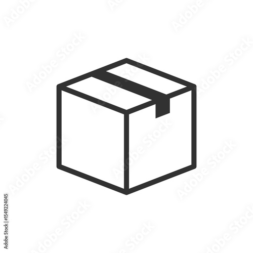 Closed cardboard box, linear icon. Sealed package for delivery and storage. Line with editable stroke.