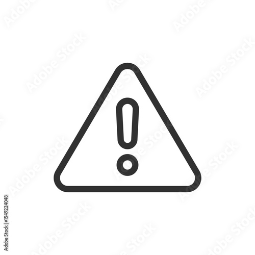 Triangle with exclamation mark, linear icon. General caution or warning sign. Line with editable stroke.