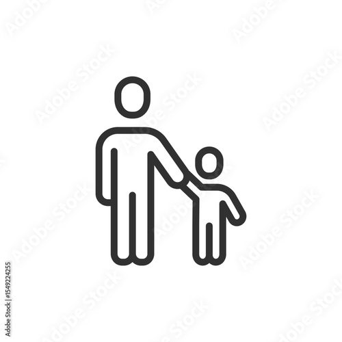 Father and son, linear icon. family, parenting, care, fatherhood, or generational relationship. Editable stroke.